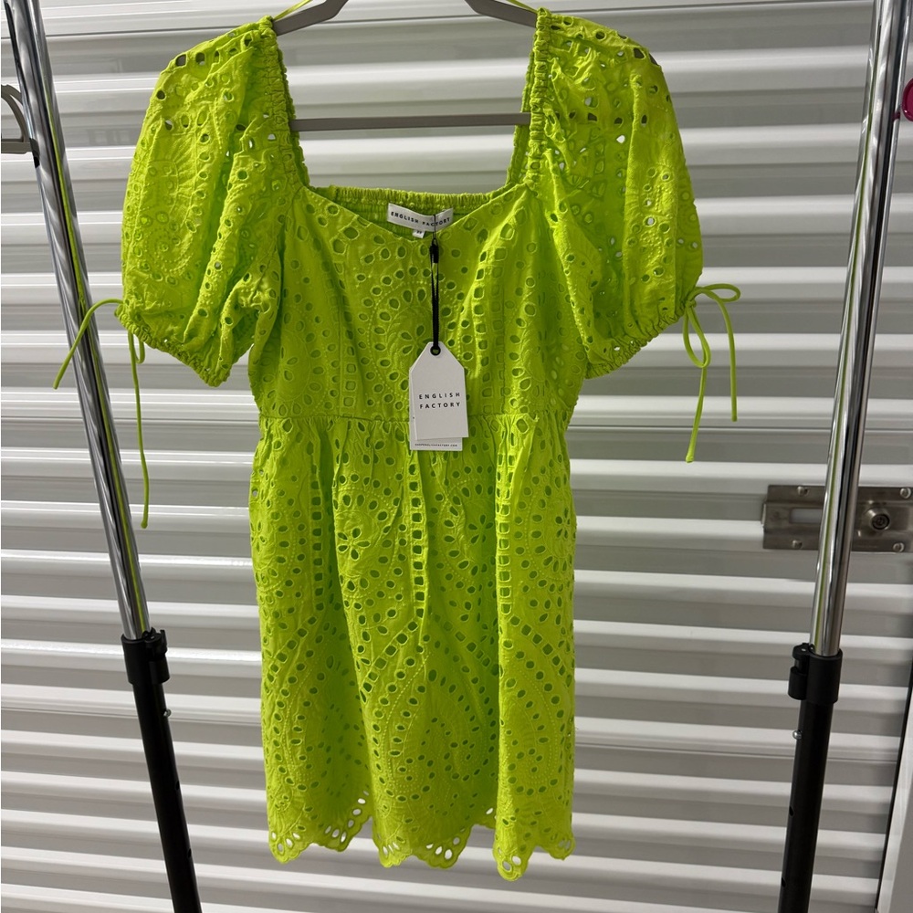 Neon Green Eyelet Dress